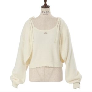 AXES FEMME ivory rose floral detail soft kawaii coquette bolero cardigan sweater